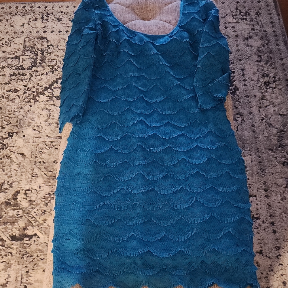 Guess Teal Long Sleeve Dress